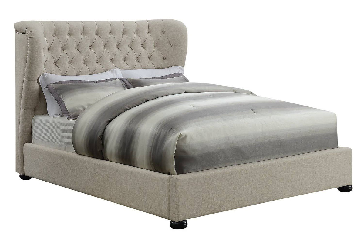 Beige Upholstered Platform Bed J8314
