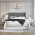 Button Tufted Wingback Velvet Upholstered Queen Bed H3404
