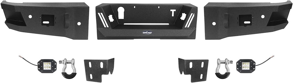 Rear Step Bumper Full Width Texture Steel Back Bumper with LED Lights Z368470