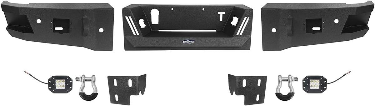 Rear Step Bumper Full Width Texture Steel Back Bumper with LED Lights Z368470
