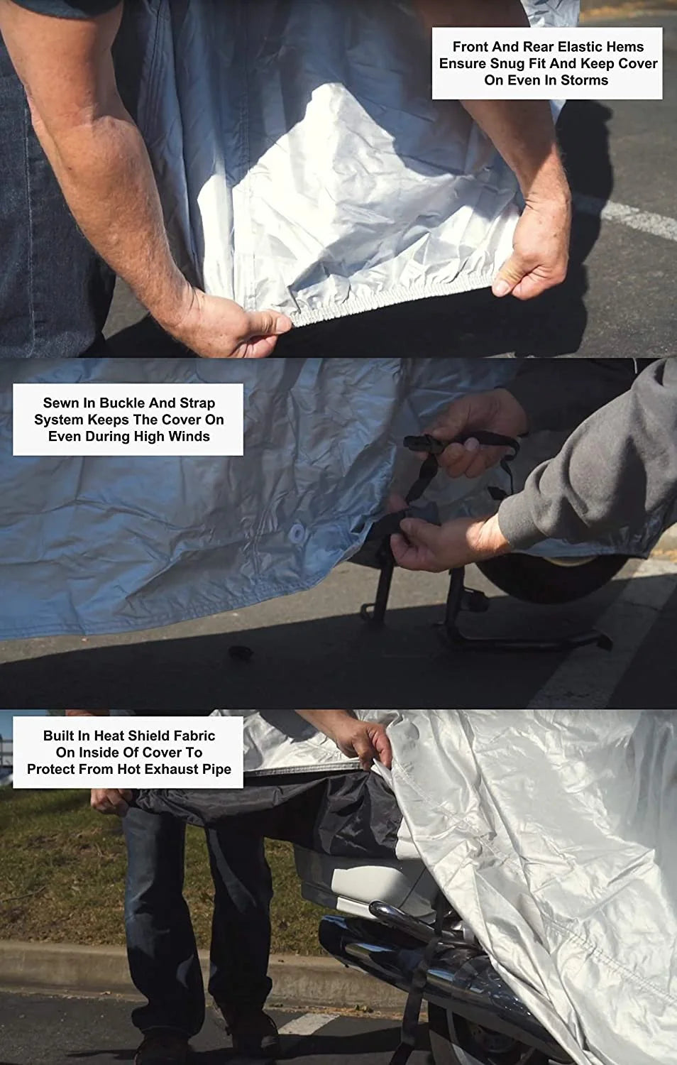 Motorcycle Cover with Reinforced Securing Straps and Storage Bag X292901