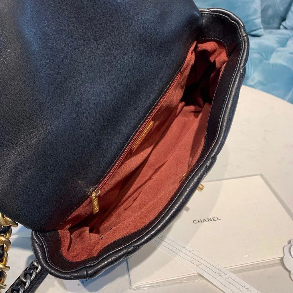 Black Goatskin Leather Flap Bag K5863