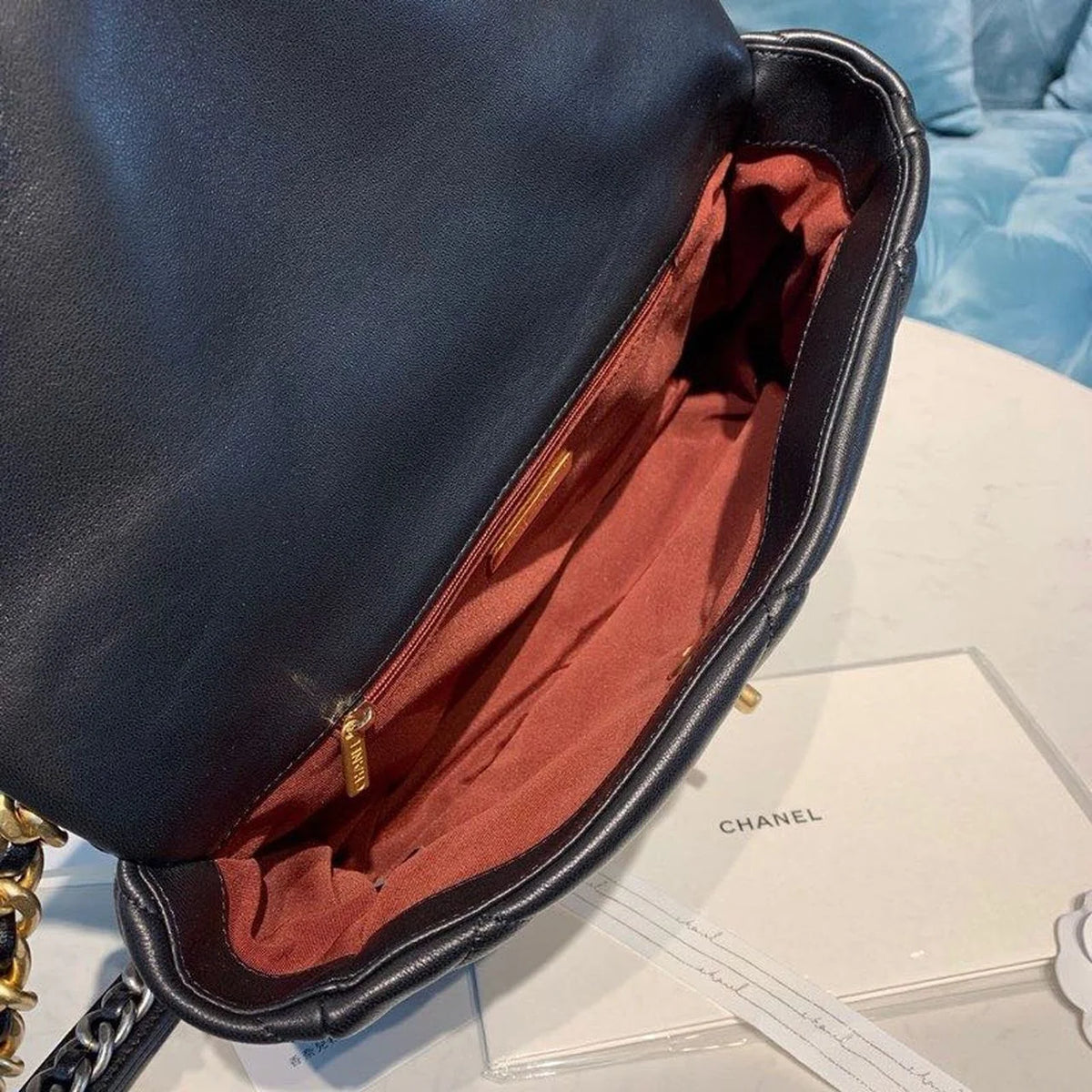 Black Goatskin Leather Flap Bag K5863