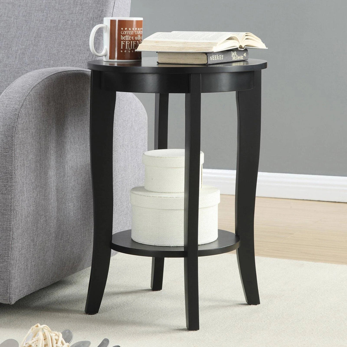White Faux Marble Round End Table G870