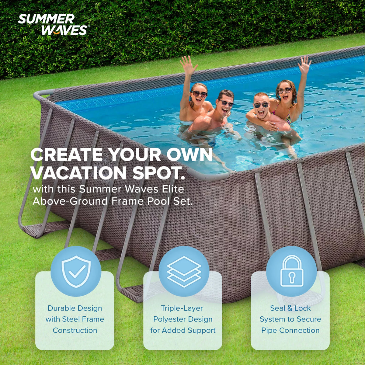24 x 12 x 4.5' Rectangle Above Ground Frame Swimming Pool Set E755