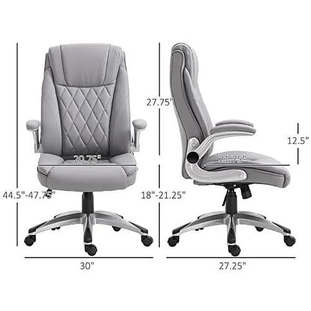 Grey Faux Leather Ergonomic Home Office Chair W271204