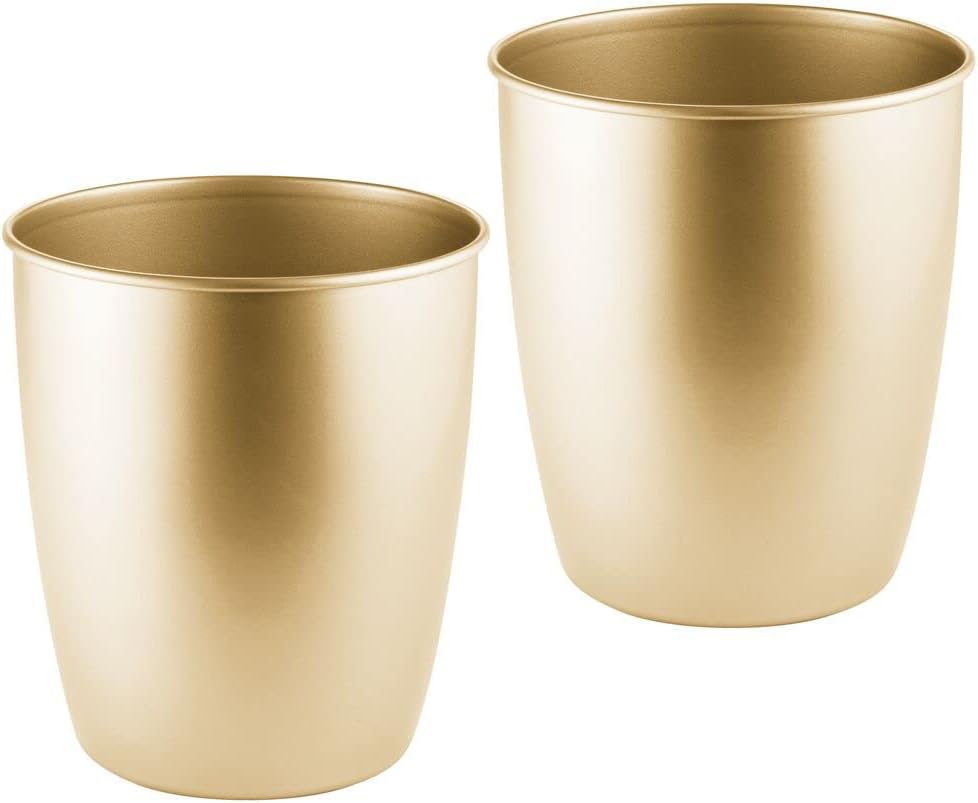 Round Metal Small Trash Can 2 Pack Satin B1308