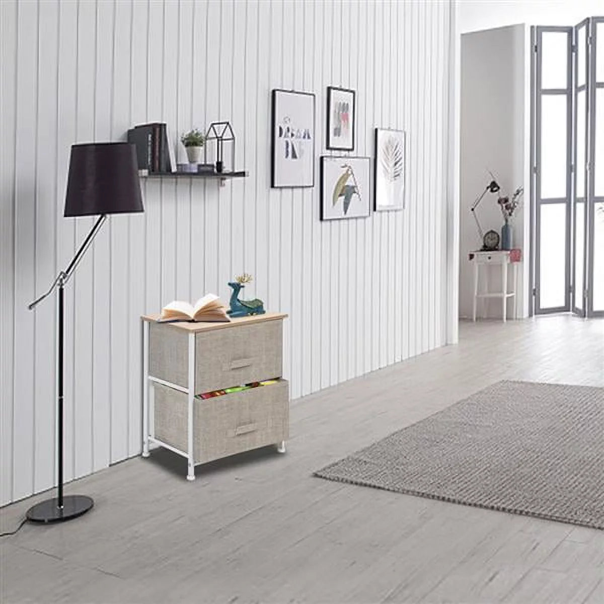 2 Drawer Fabric Nightstand U729441