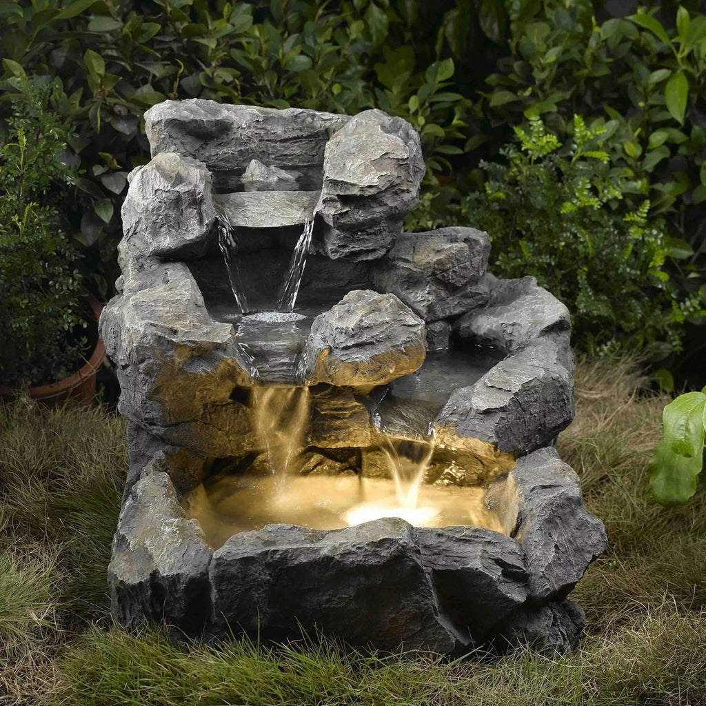 Rock Creek Cascading Outdoor-Indoor Fountain with Illumination J5021