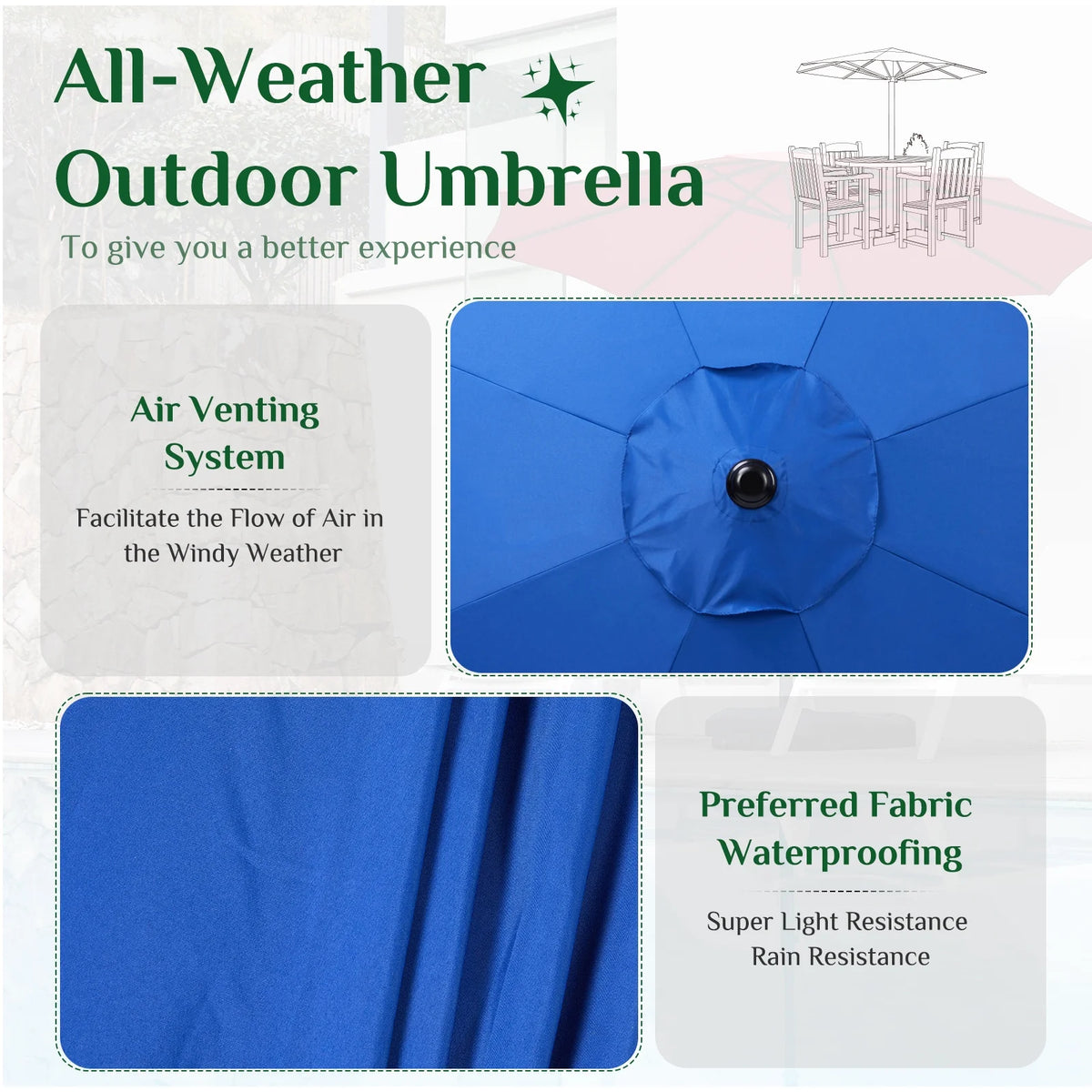9-FT Outdoor Patio Umbrella with Push Button Tilt and Crank M57085