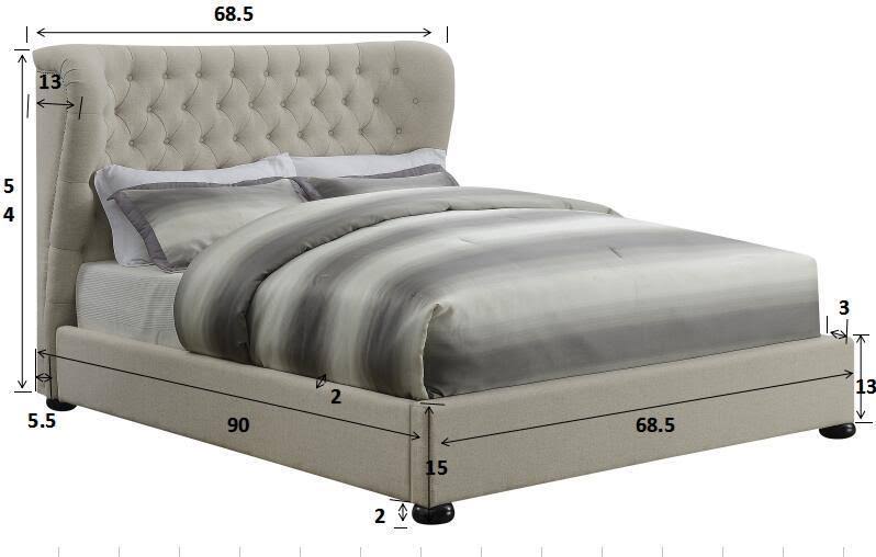 Beige Upholstered Platform Bed J8314