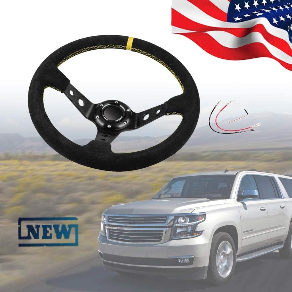350mm Deep Dish 6 Bolt Suede Steering Wheel E444118