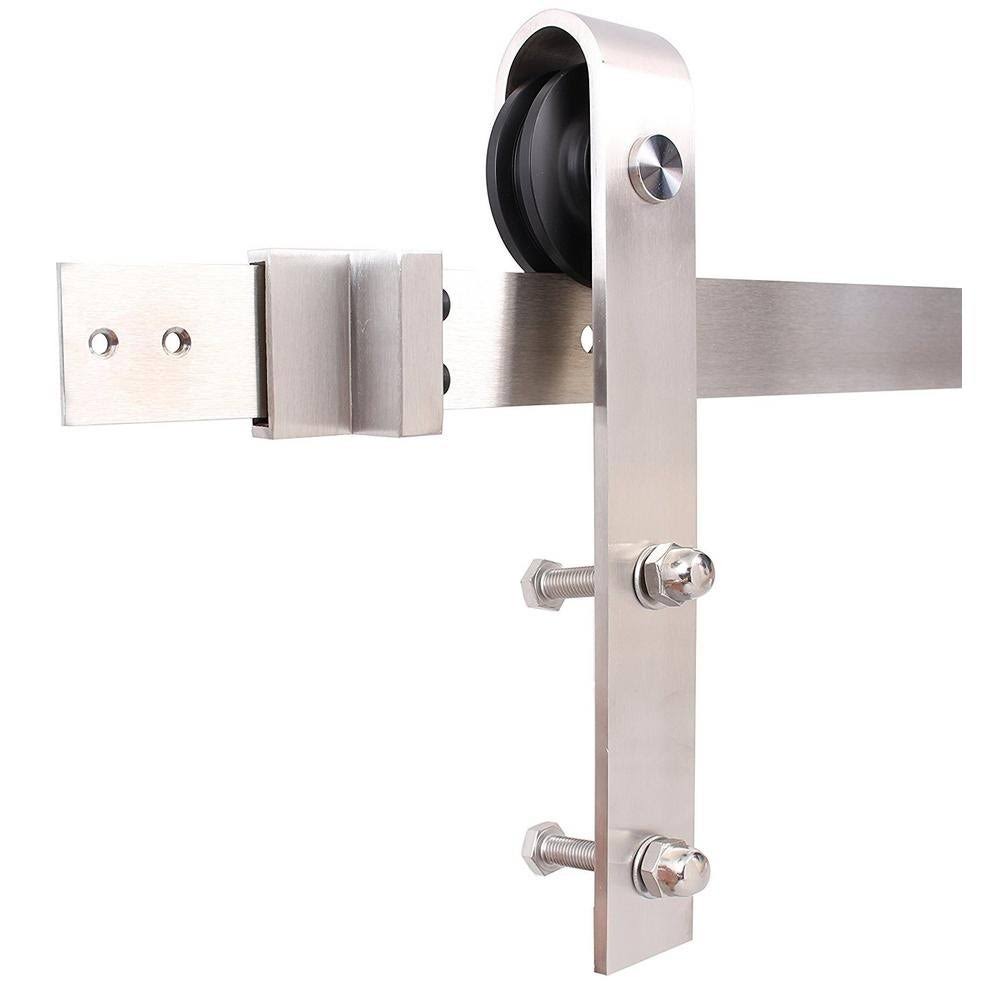 Solid Espresso Stained Knotty Pine Wood Interior Sliding Barn Door with Hardware Kit L28182