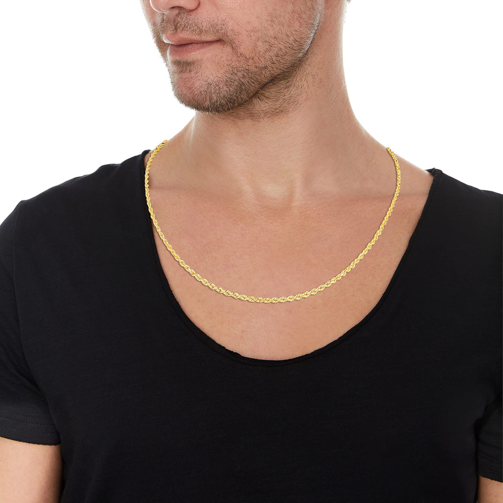 10k Yellow Gold Diamond Cut Rope Chain Necklace W219644