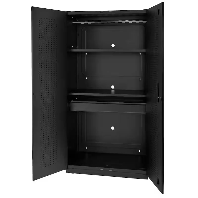 Extra Wide Heavy Duty 20-Gauge Steel Freestanding Garage Cabinet in Black D315