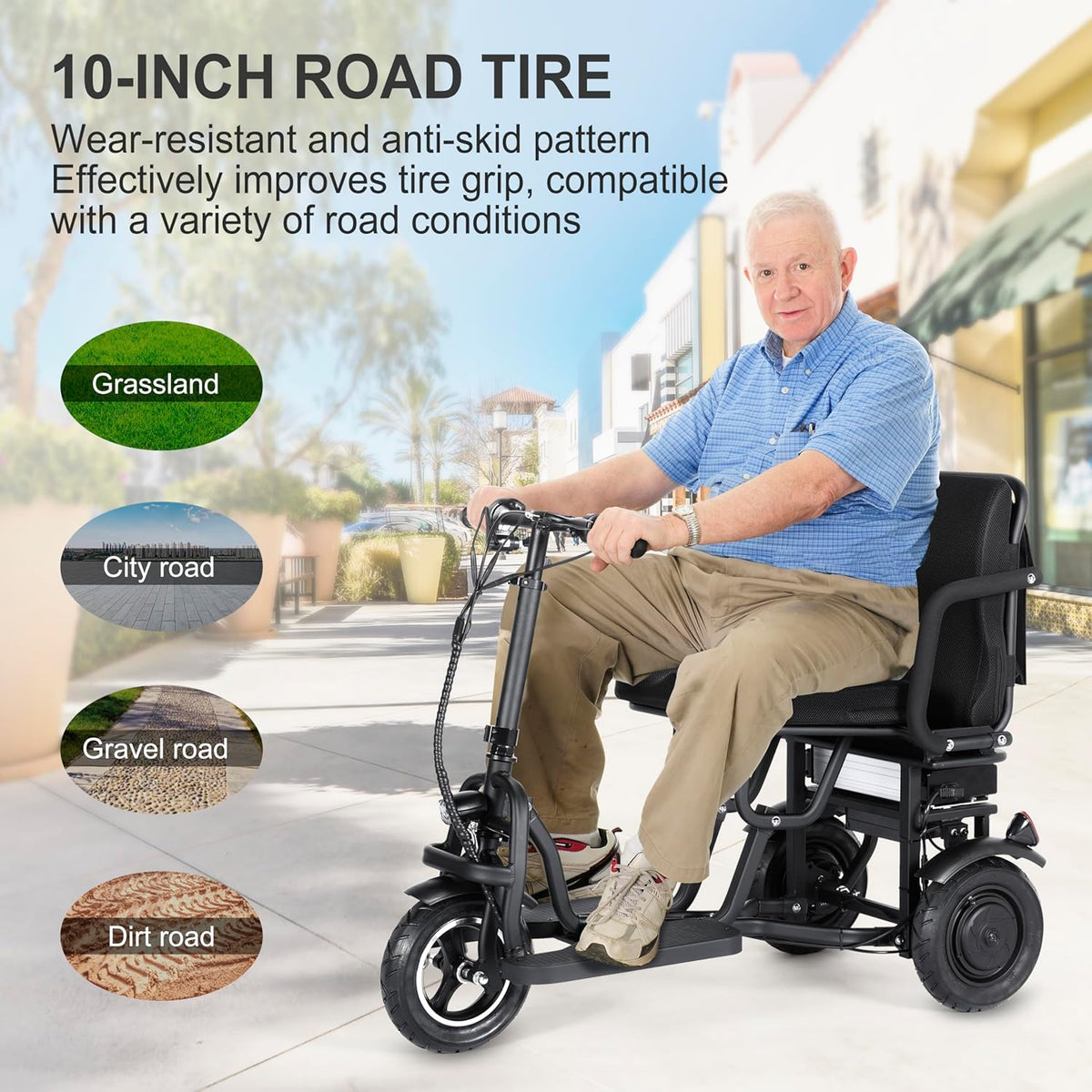 Black 3 Wheel Electric Scooter with Removable Battery Q992240