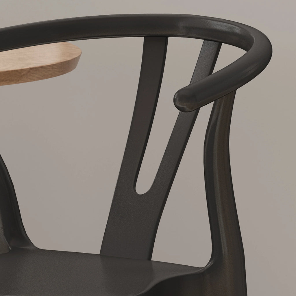 Black and Natural Finish Beech Wood Dining Chair Set of 2 N46521