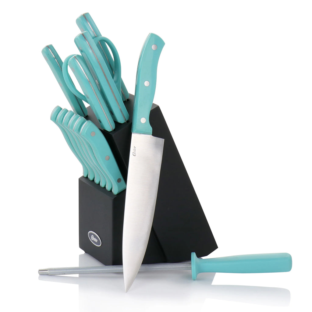 14 Piece Stainless Steel Cutlery Set Light Blue J97246