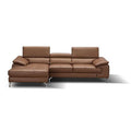 Italian Leather Left Facing Chaise Mini Sectional Sofa T855