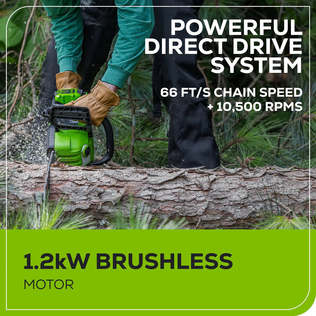 60V 14” 1.2kW Chainsaw with 2.5 Ah Battery & 3 Amp Charger Y2526