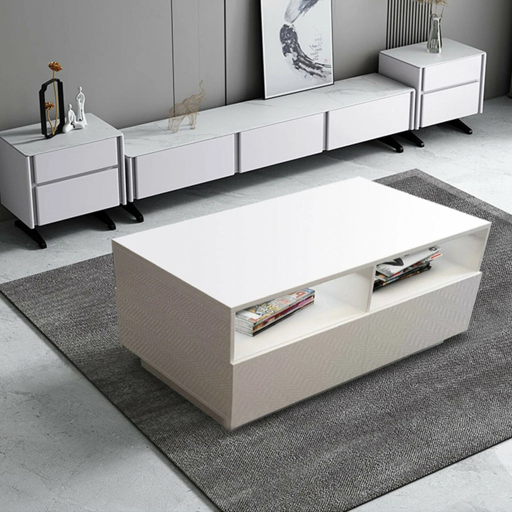 White High Gloss LED Coffee Table with Drawers U96776
