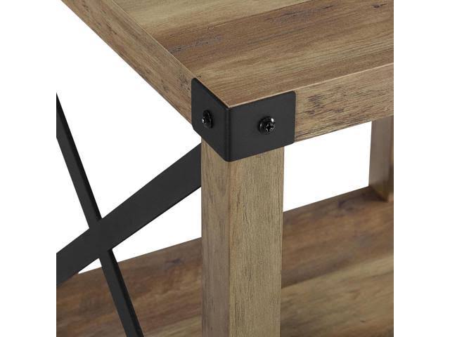 Rustic Oak Metal Side Table H4382