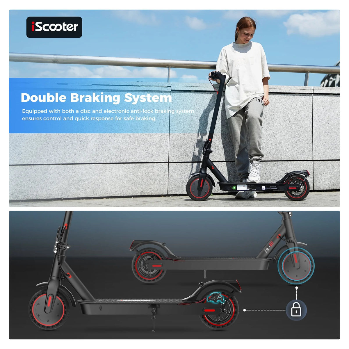 350W Foldable Electric Scooter with Double Braking System M6421
