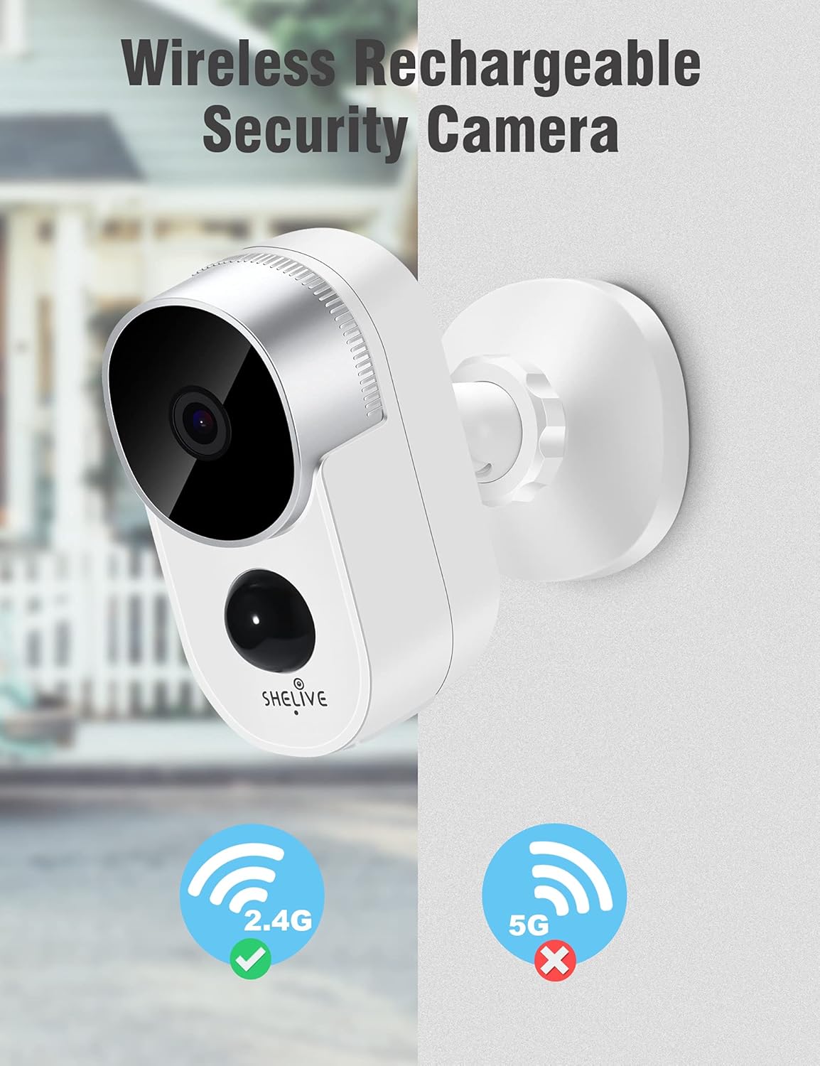 Wireless Rechargeable Battery Security Camera 1080P HD Waterproof Night Vision V217
