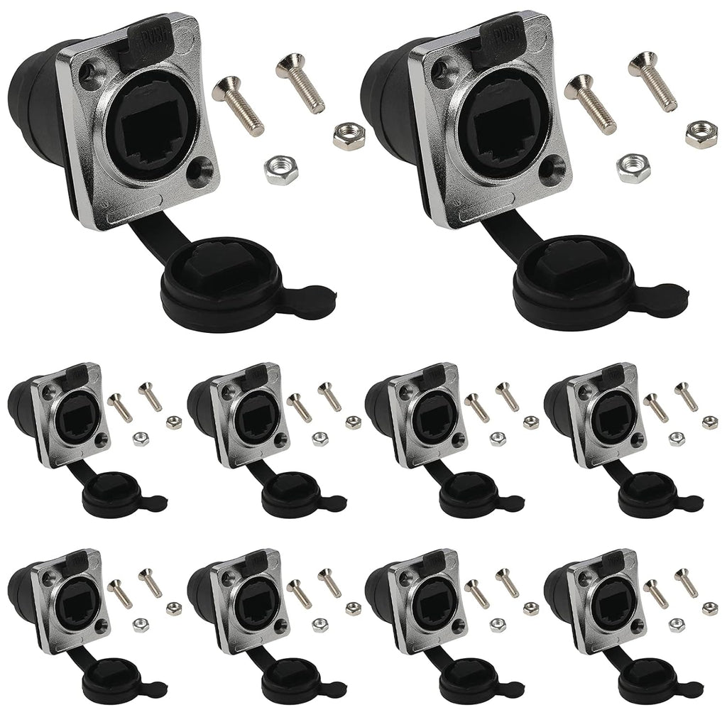 10PCS IP65 Waterproof RJ45 Cat5/5e/6 8P8C Female to Female Connector C141037