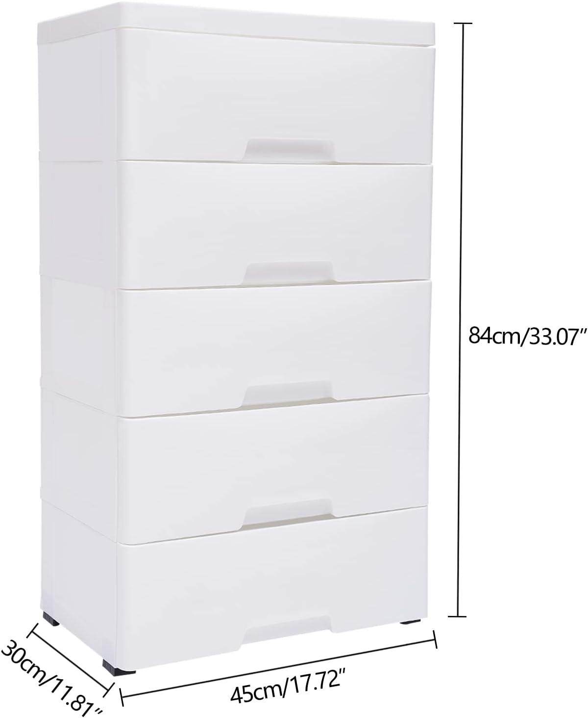 White 5 Drawer Plastic Rolling Storage Cabinet R502755