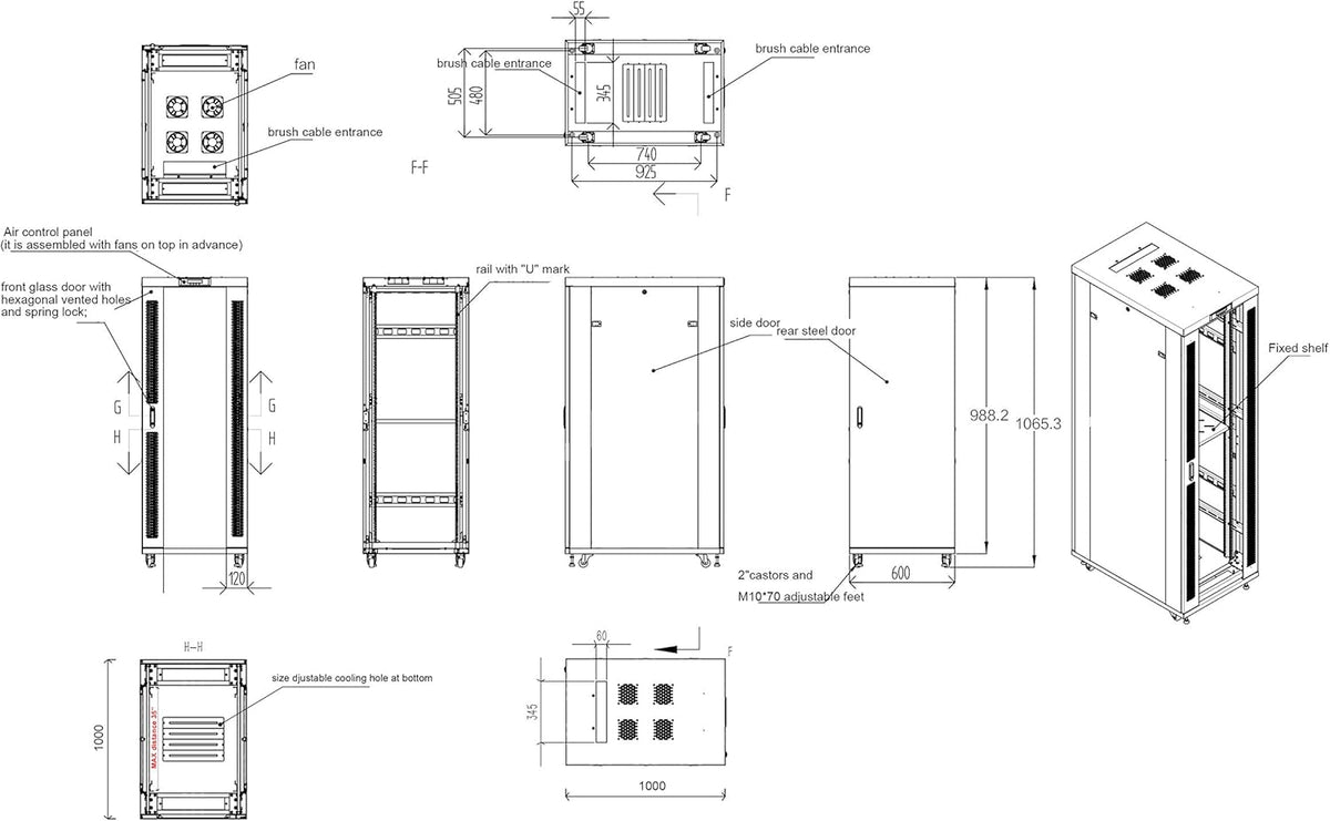 18 U Free Standing Locking Server Rack Cabinet D100761