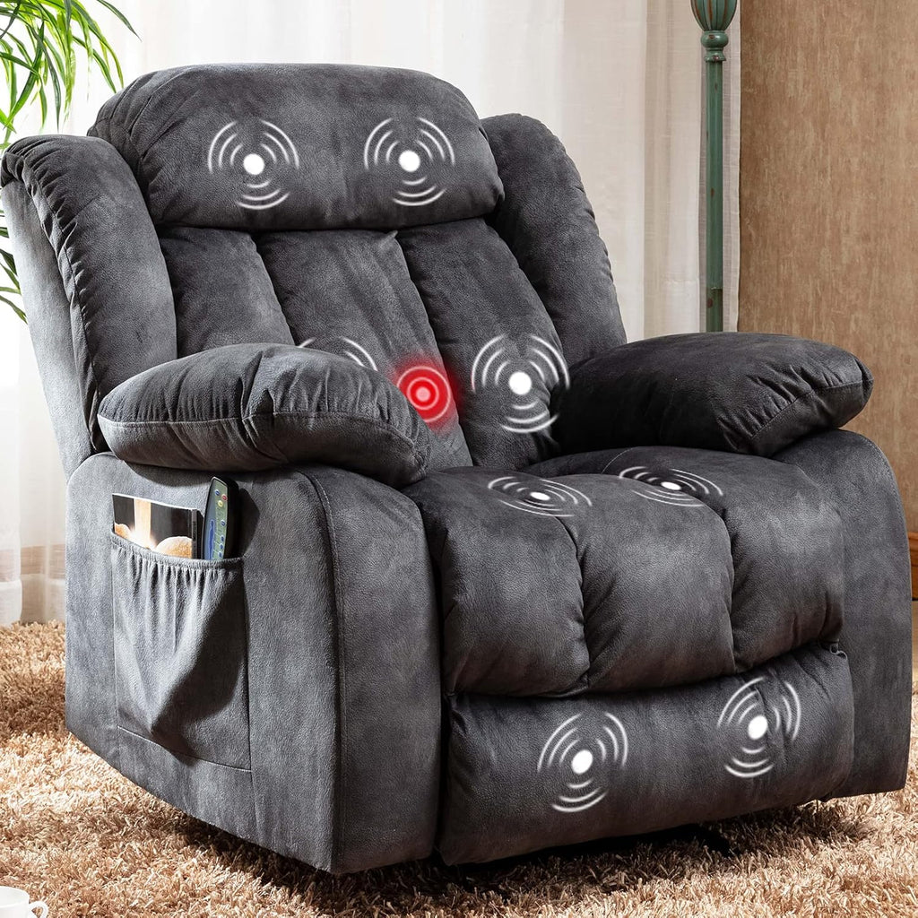 Navy Massage Recliner Chair with Heat and Vibration K922866
