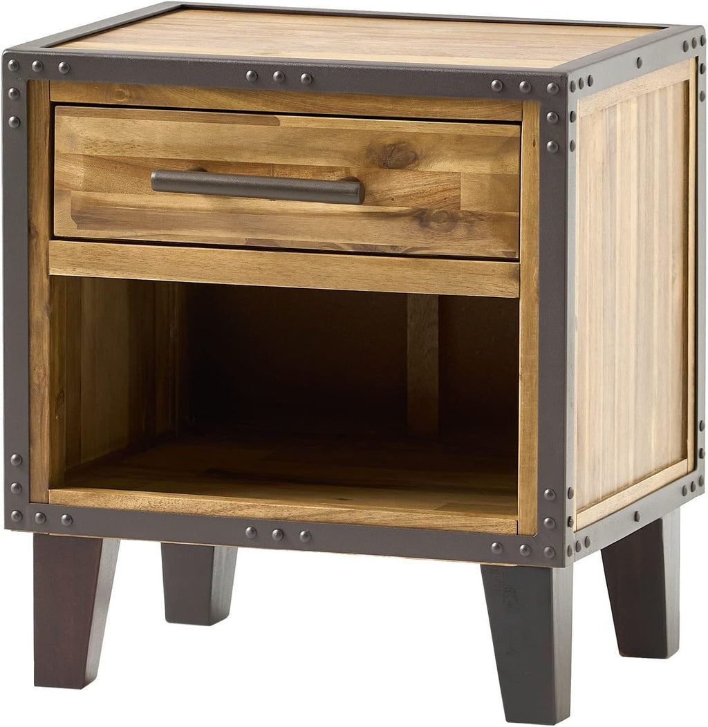 Acacia Wood Two Drawer Night Stand R376