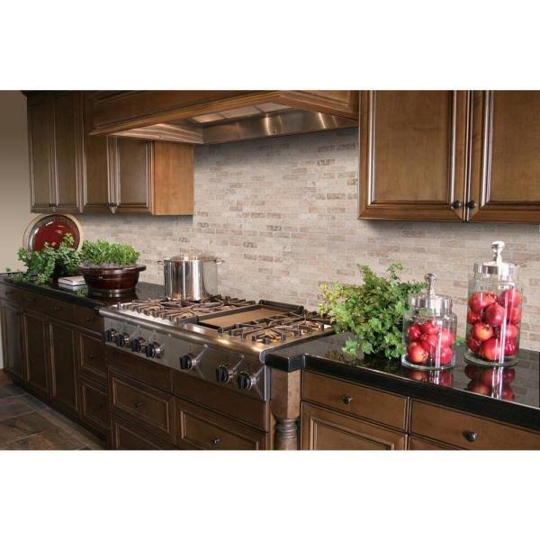 Tumbled Travertine Mesh-Mounted Mosaic Tile W763