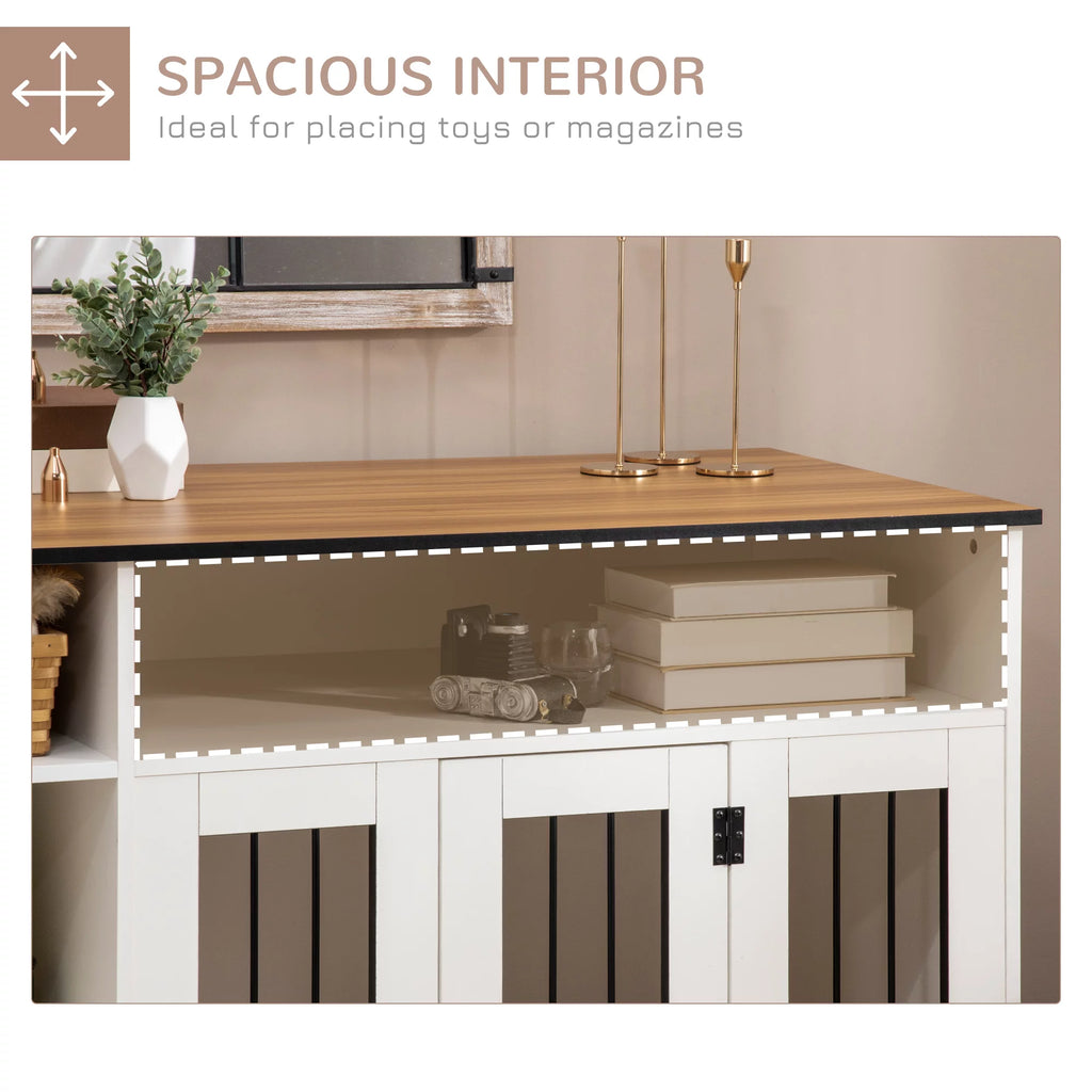 White Dog Crate Furniture with Storage Q649