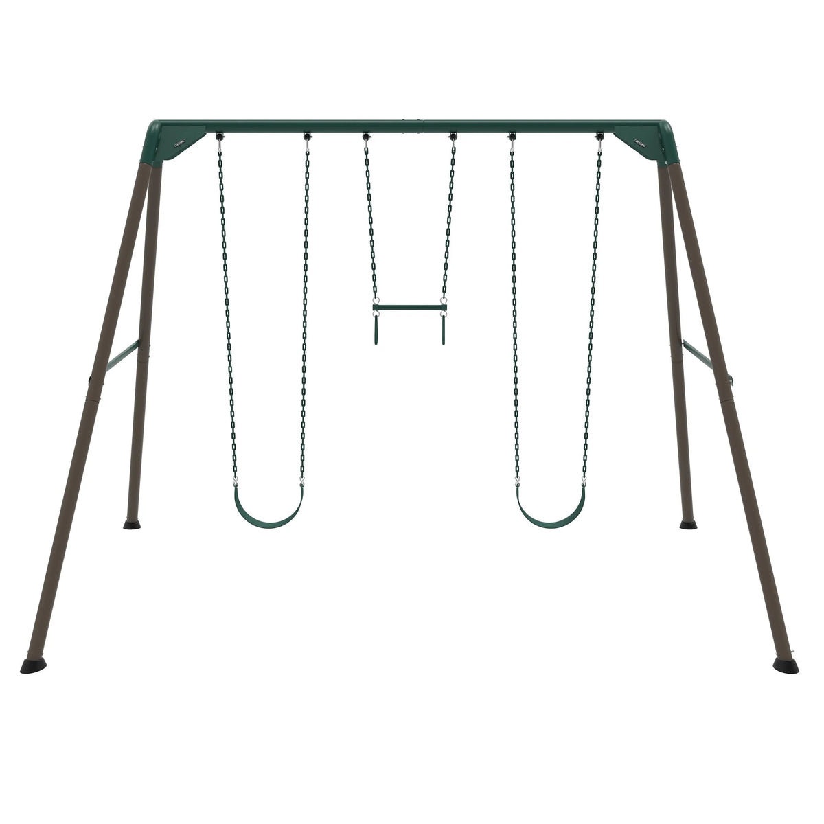 Kid's Metal Swing Set with 2 Belt Swings and Trapeze Bar D957
