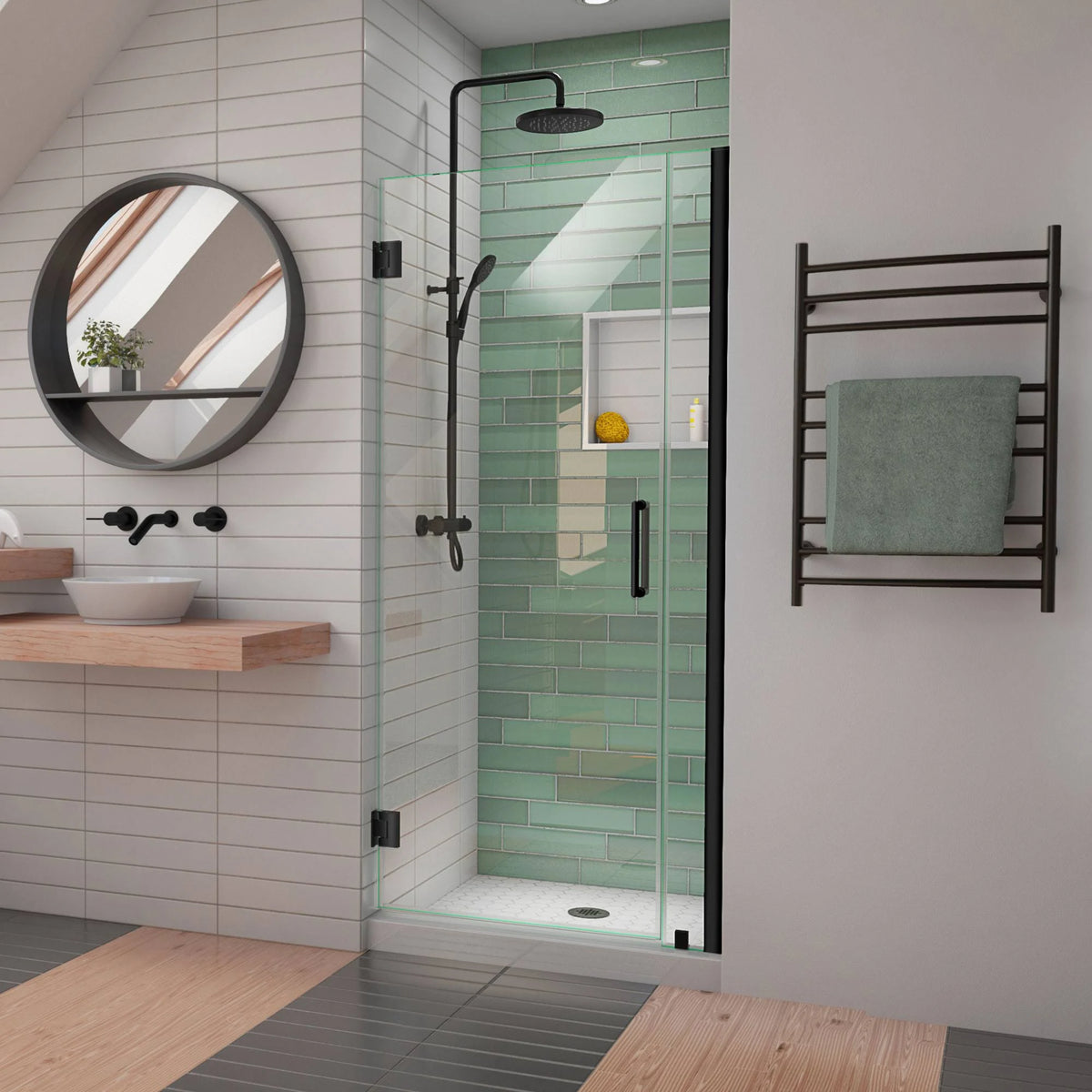 Satin Black Frameless Hinged Shower Door K5027