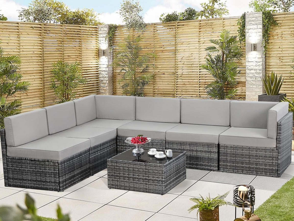 7-Piece PE Rattan Wicker Outdoor Sectional Sofa Set D951283
