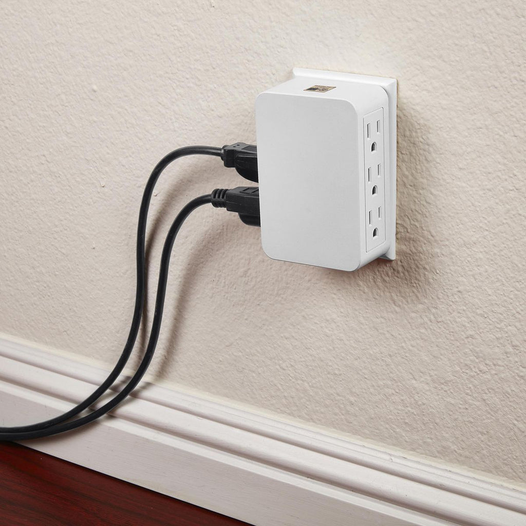 6 Outlet 3-Prong Side Entry Tap White F69697