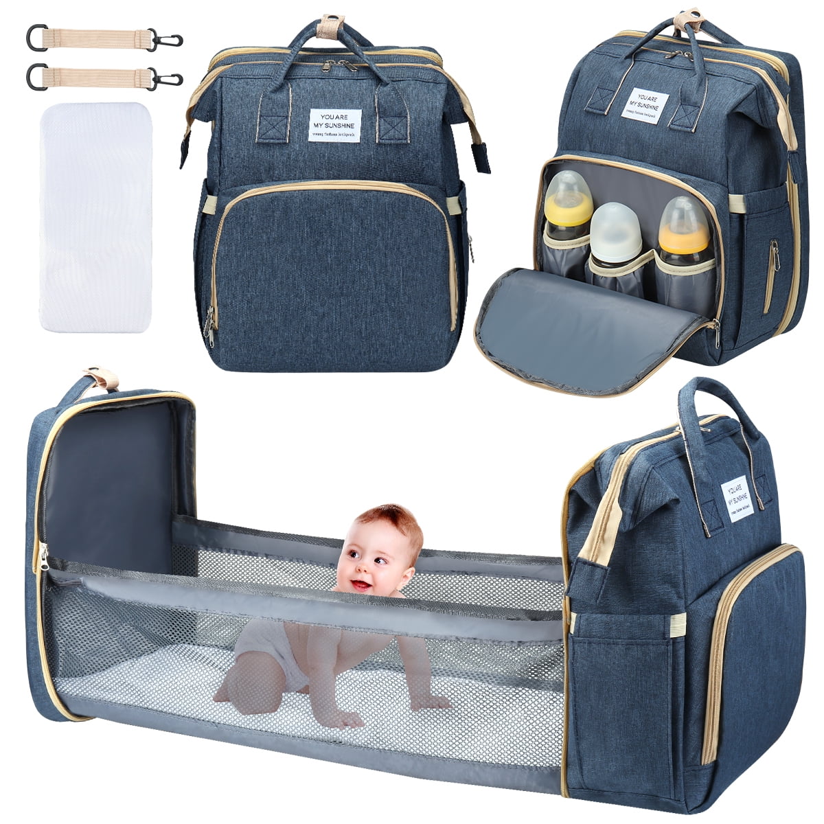 3 in 1 Waterproof Diaper Bag Backpack with Changing Pad T80012