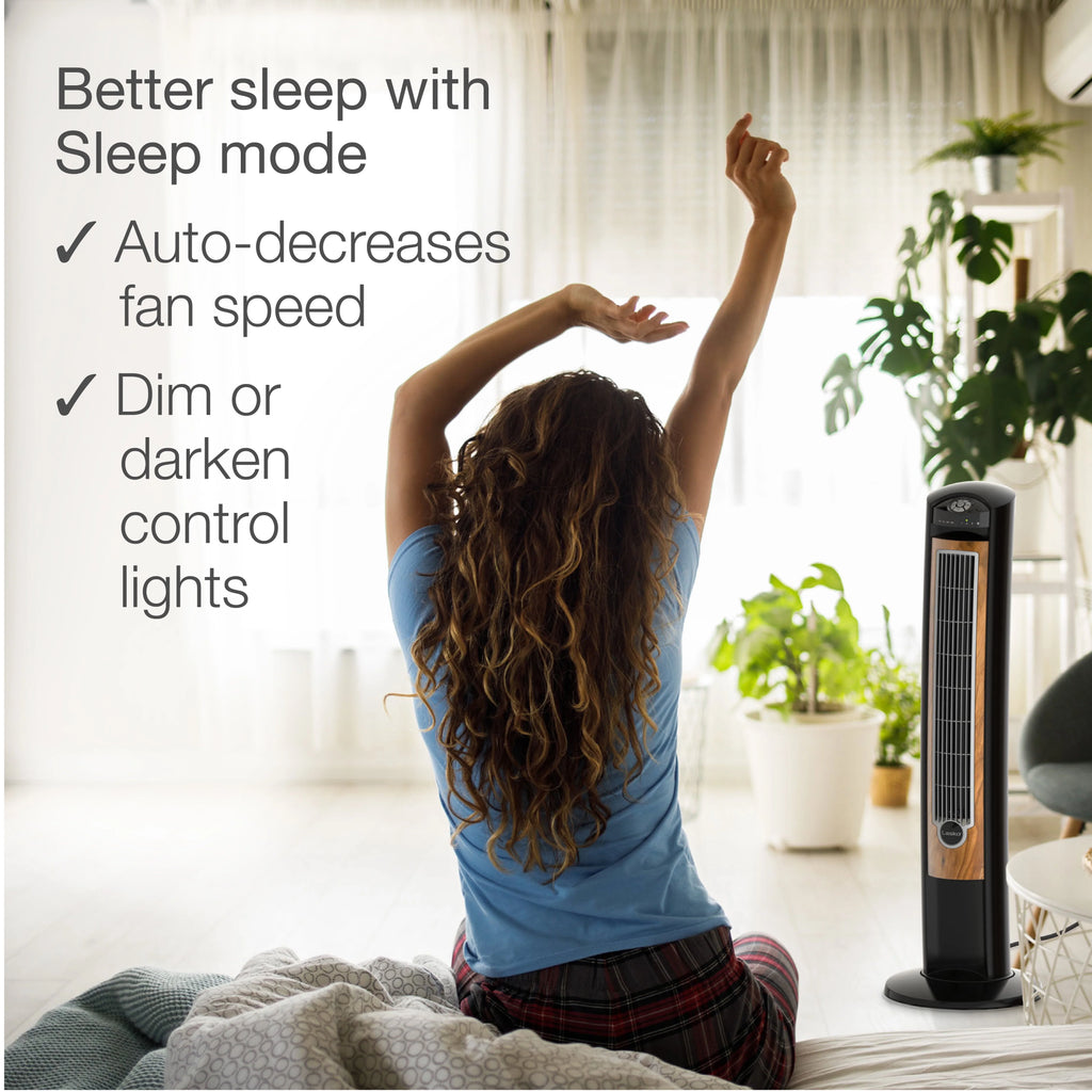 Black Brown Tower Fan with Remote Control I61412