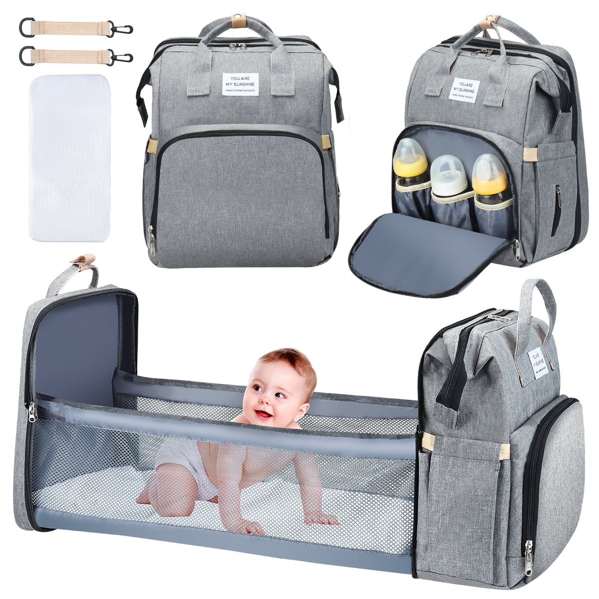 3 in 1 Waterproof Diaper Bag Backpack with Changing Pad T80012