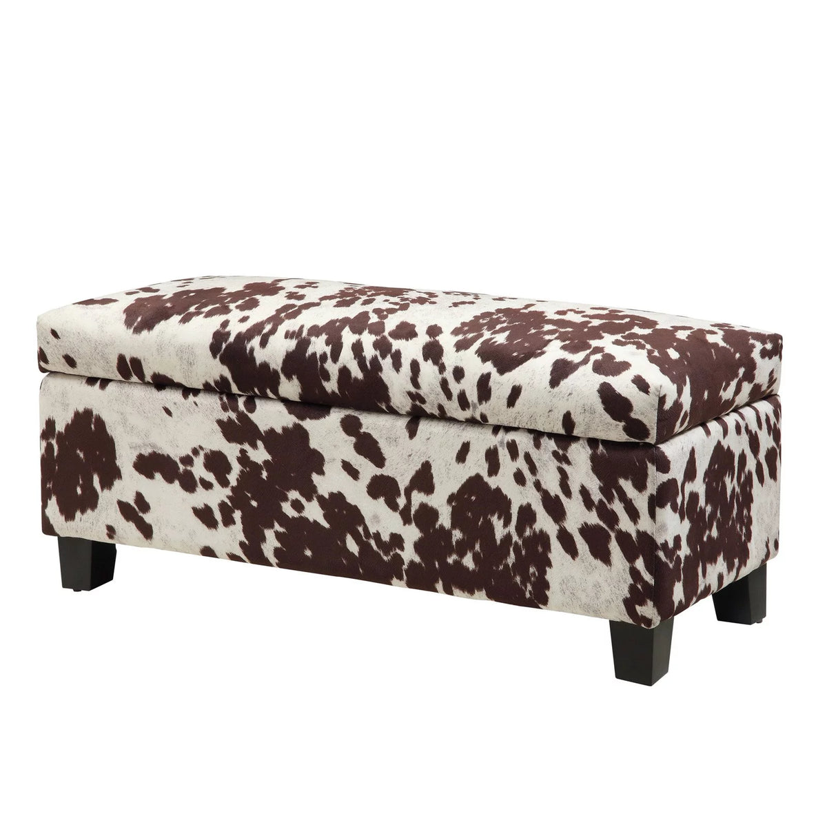 Brown Cow Hide Print Storage Bench I444