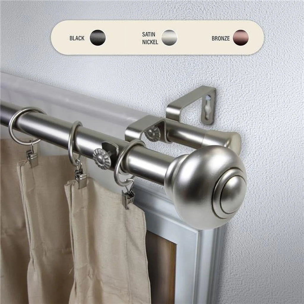 1 in. Double Curtain Rod with 28 to 48 in. Extension, Satin Nickel E907079