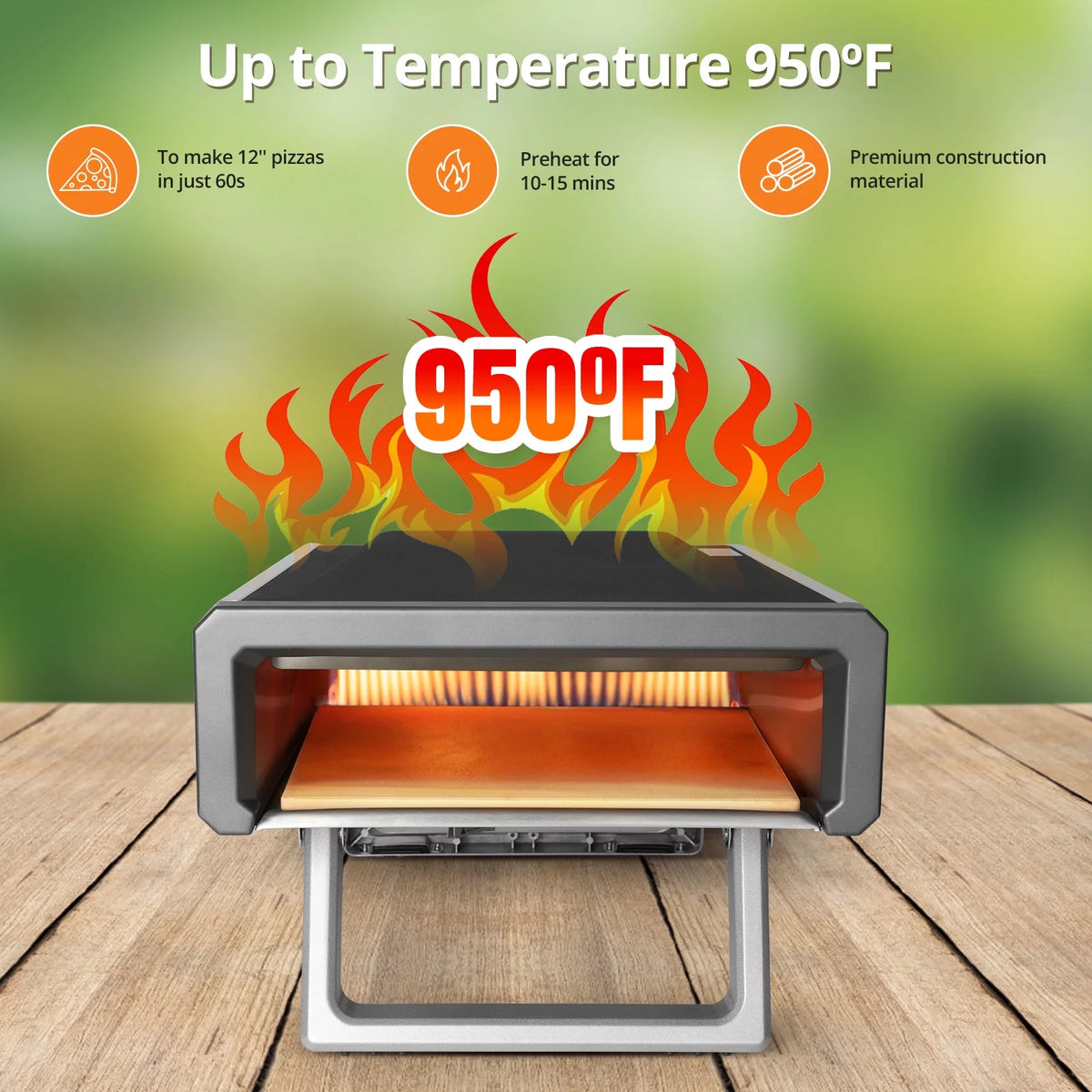 Portable Gas Stainless Steel Pizza Oven with Rotating Stone T575