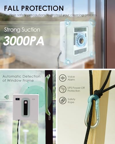 Automatic Window Cleaning Robot with Dual Water Spray, 3000Pa Suction Power, White Z8292