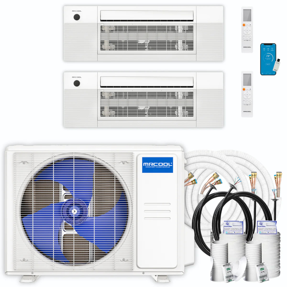 21,000 BTU 2 Zone Ceiling Cassette Ductless Air Conditioner and Heat Pump Q962