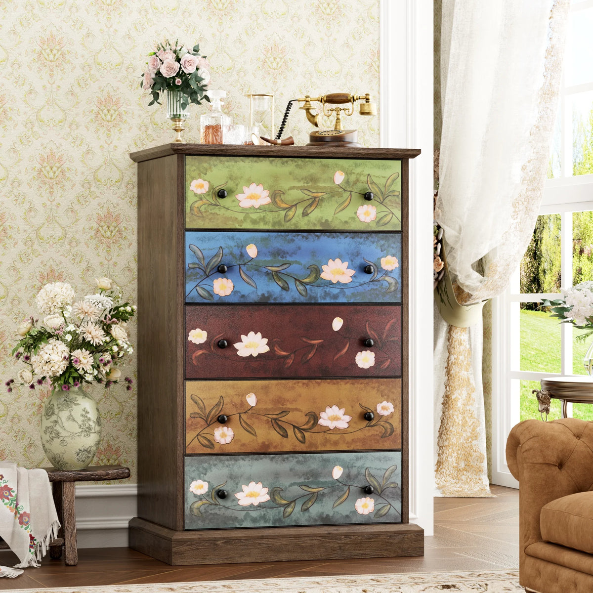 5 Drawer Wood Dresser B774