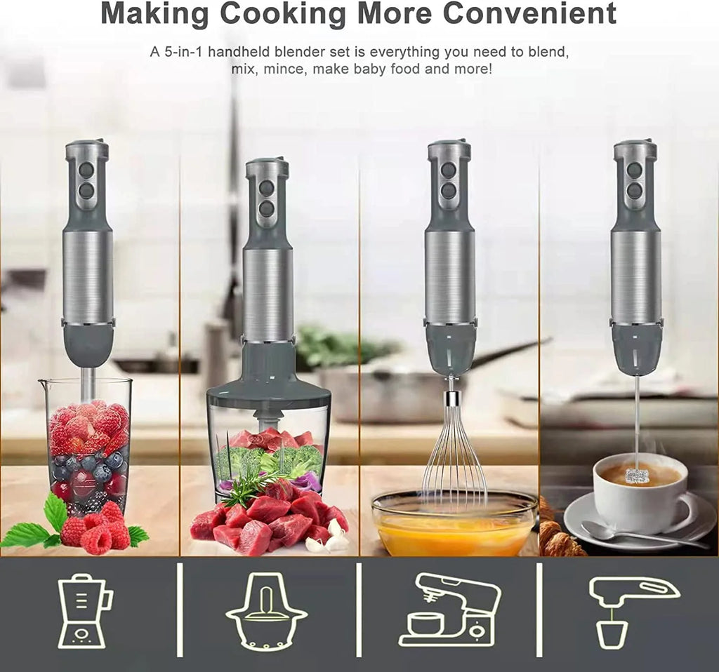 800W 6-Speed Hand Blender with 500ml Food Chopper J956