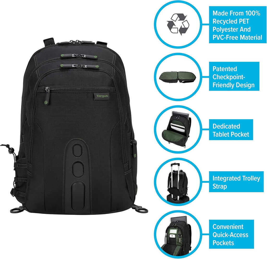 Black Travel Backpack with Removable Padded Slipcase for 17-Inch Laptop Y923299